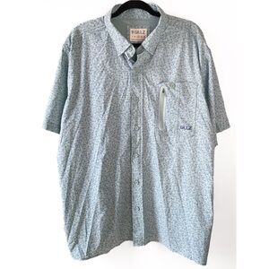 Gillz Mens Short Sleeve Vented Fishing Shirt XL Blue Lightweight Printed Button‎